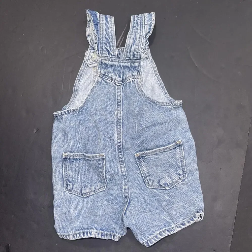 Baby Gap Vintage Wash Denim Ruffled Shortalls Short‎ Overalls Farm Toddler Girl